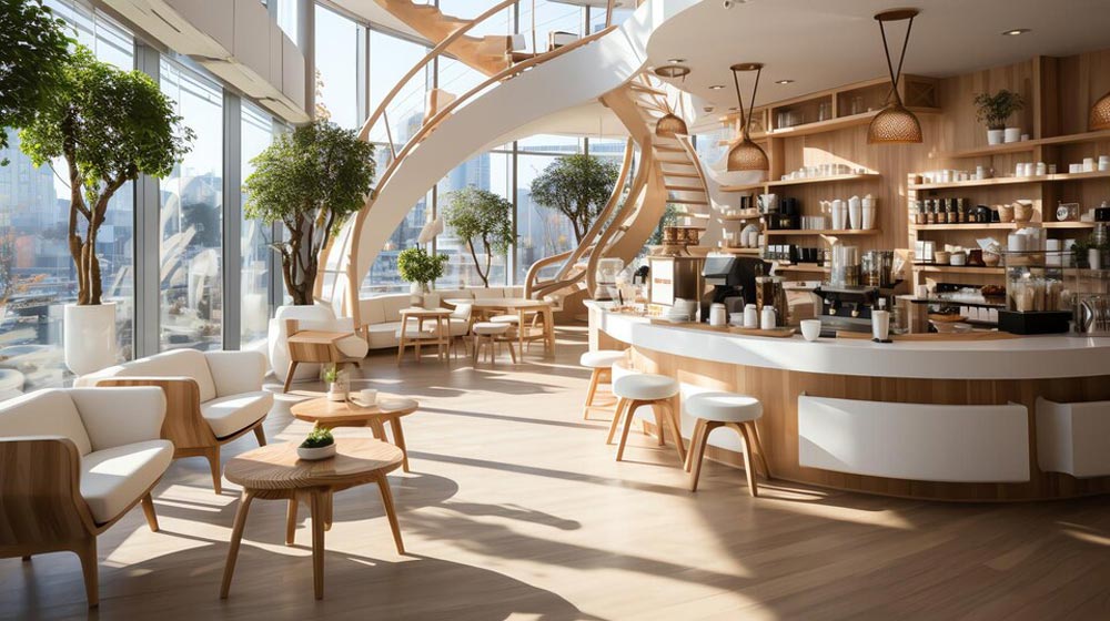 Thiết kế quán cafe 2 tầng đẹp theo phong cách Bắc Âu