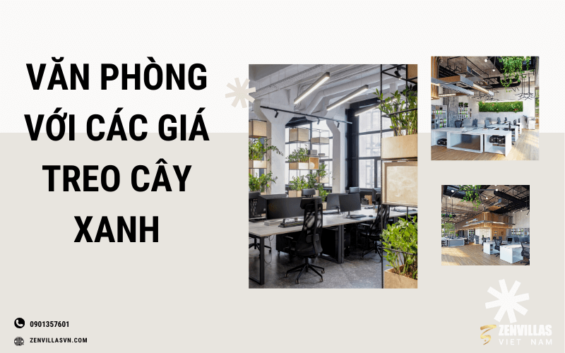 Hình 10: Văn phòng với các giá treo cây xanh