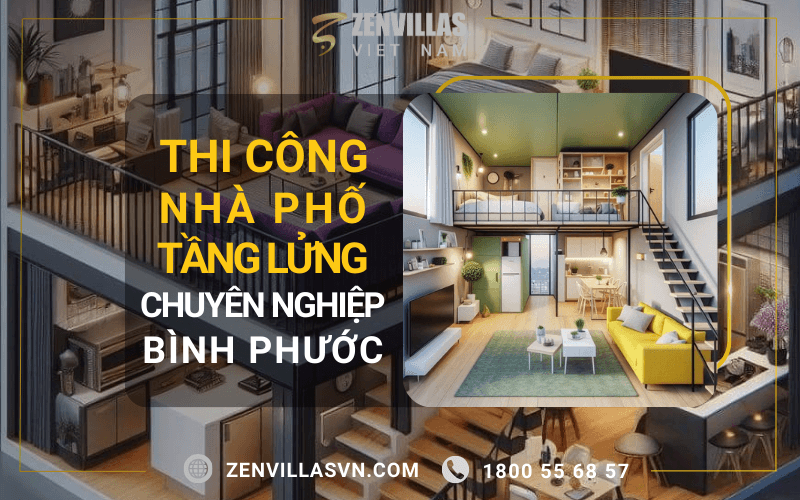 Hình 1: Thi Công Nhà Phố Có Tầng Lửng Chuyên Nghiệp Bình Phước